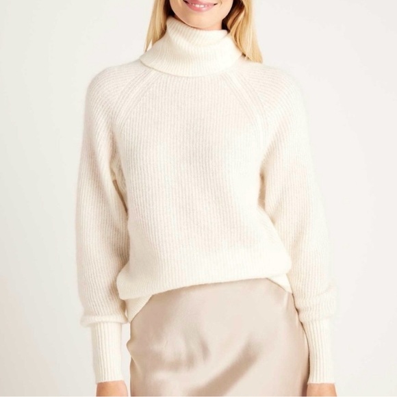 Quince Sweaters - Quince Ivory Baby Alpaca-Wool Blend Turtleneck Sweater Cozy Luxury Soft Size XL